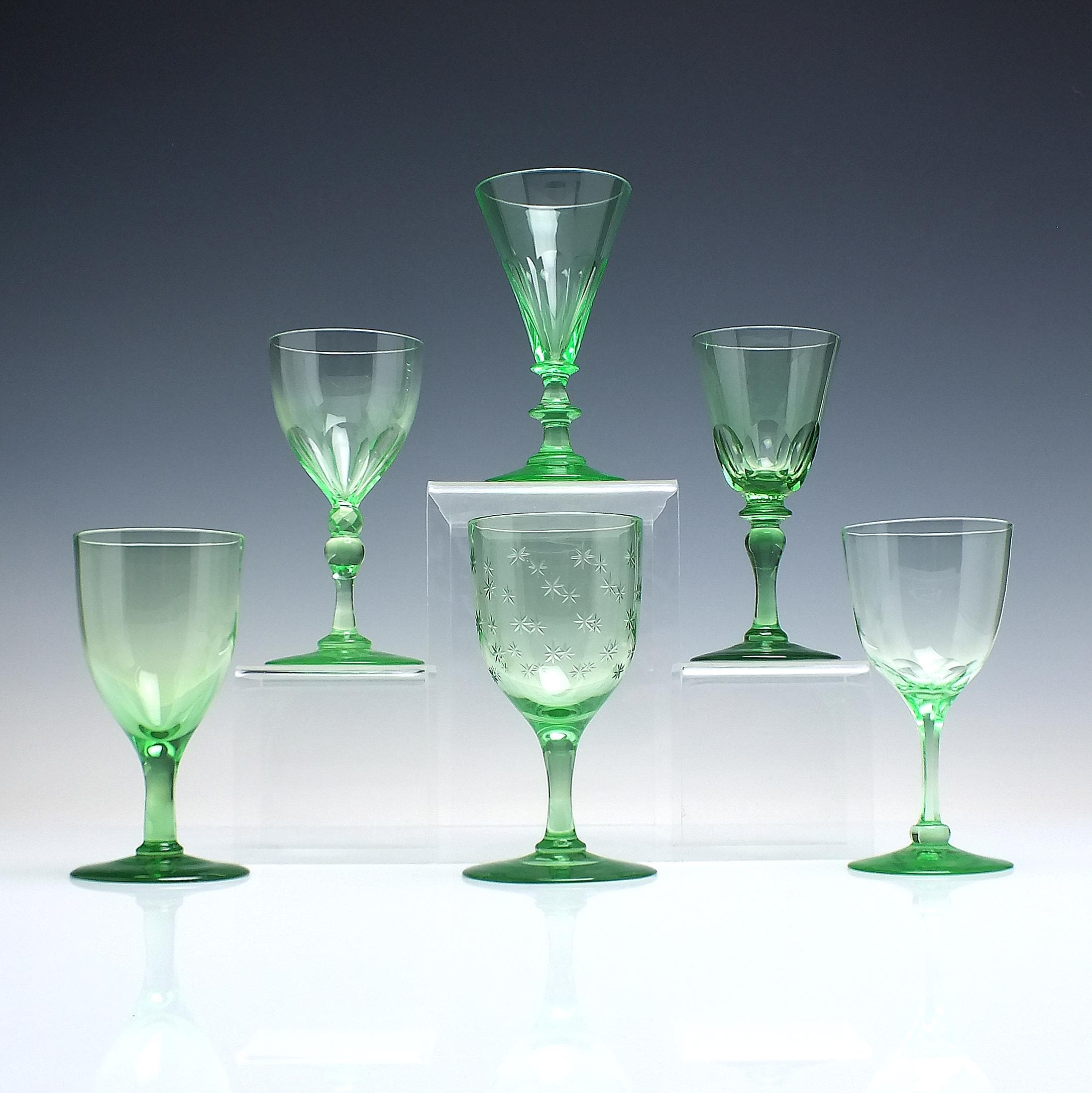 Six Antique Victorian Vaseline Wine Glasses C1880 - Etsy Israel