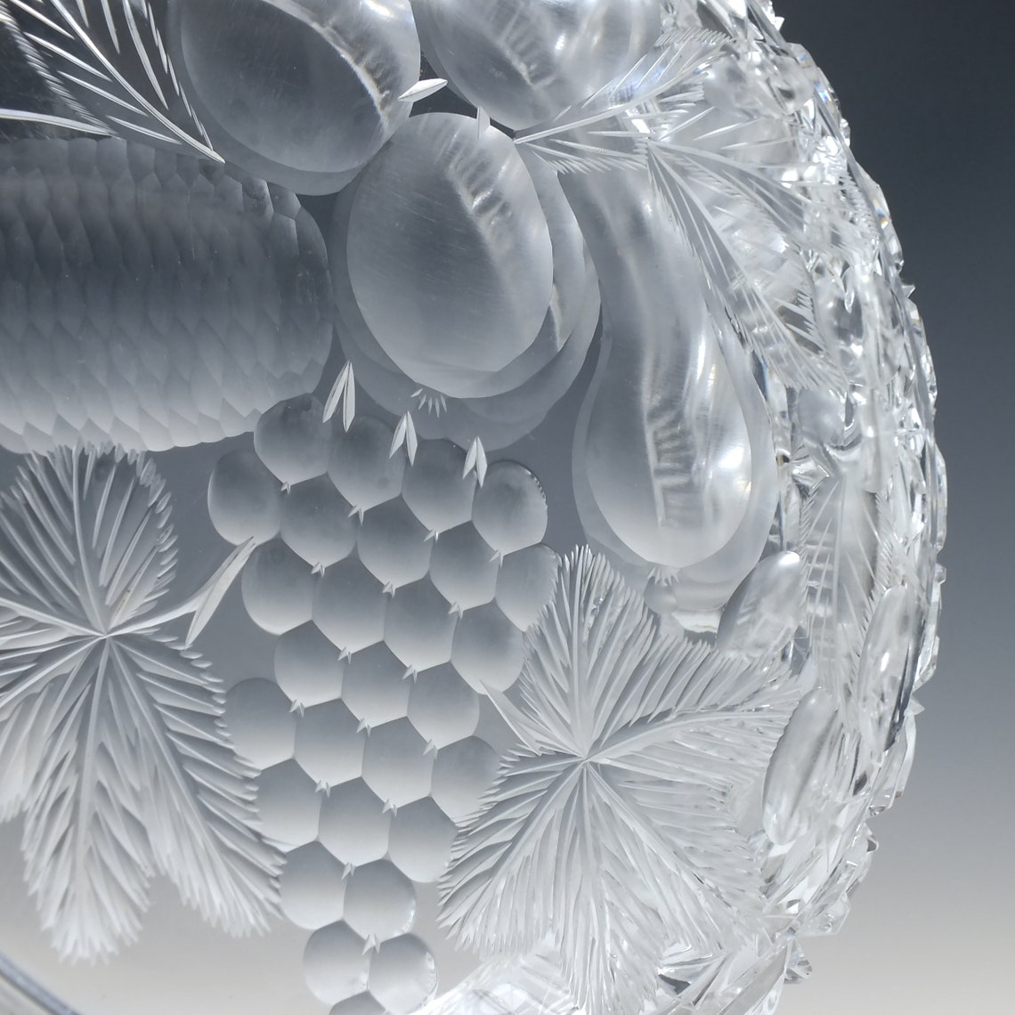 Large American Brilliant Crystal Fruit Bowl Possibly by Tuthill Etsy