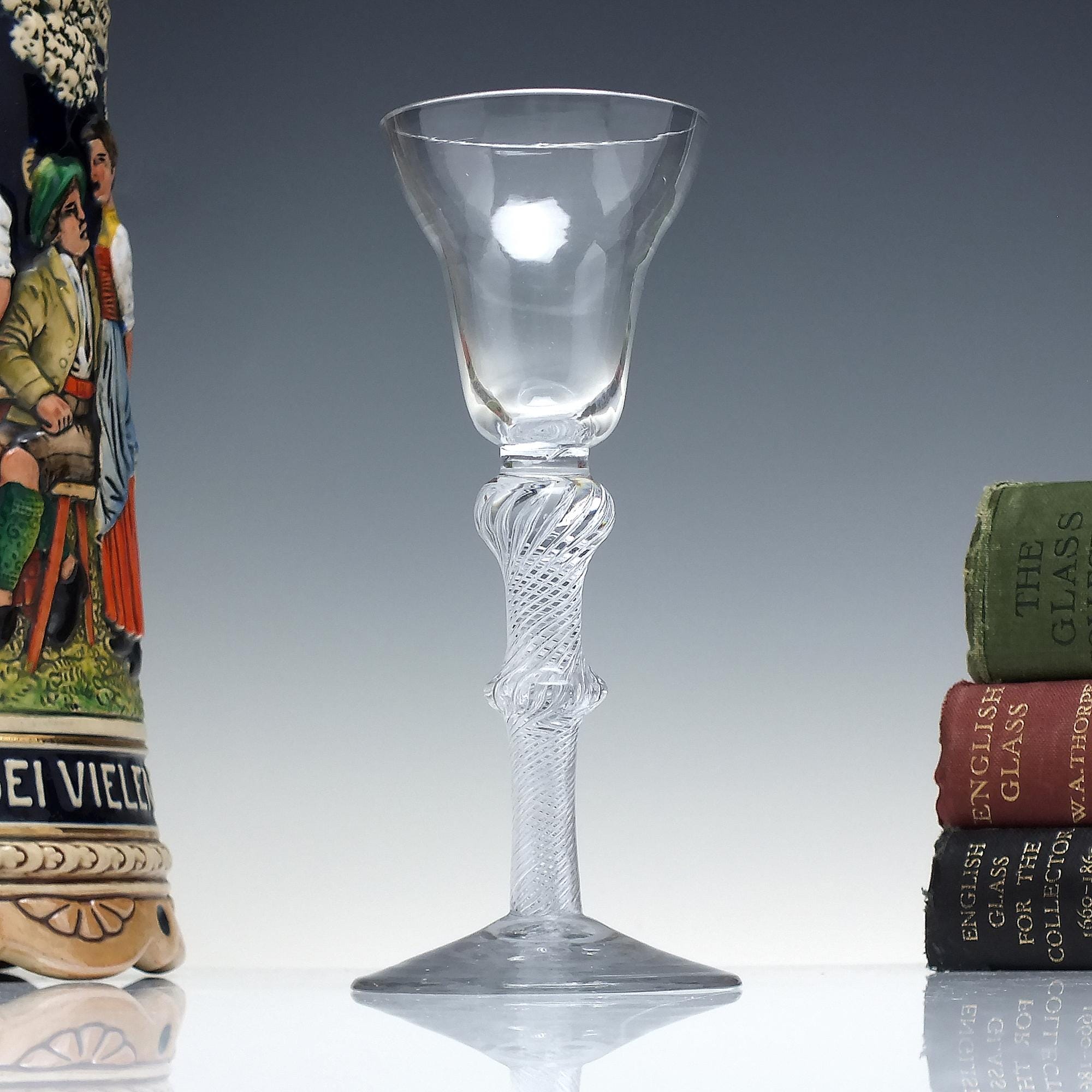 希少な18世紀のパントップダブルノップエアツイストワイングラス（1750