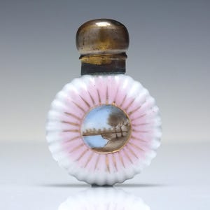Antique Hand Painted Opaline Glass Perfume Bottle c1920