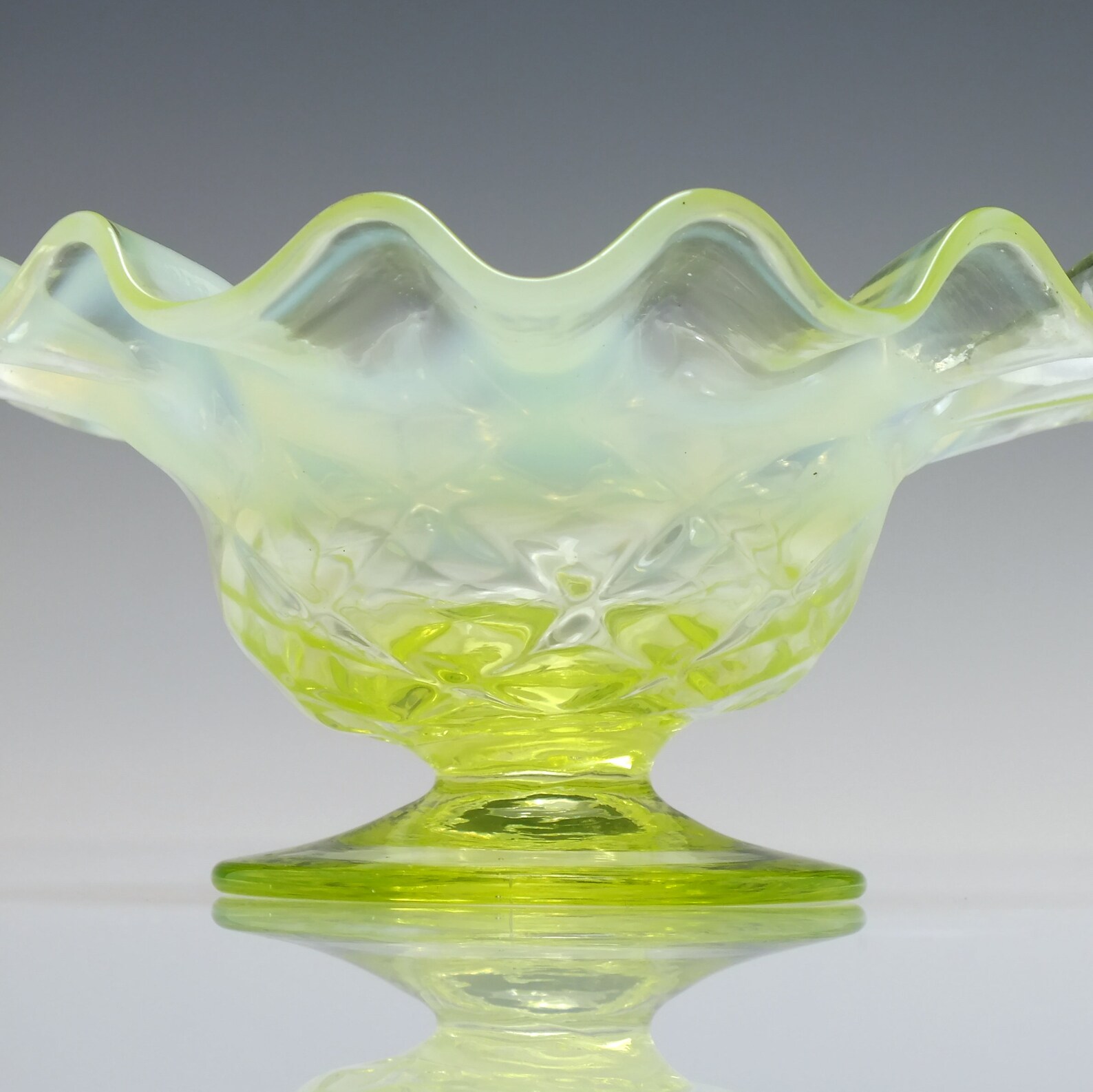 Victorian Vaseline Opalescent Glass Vase c1880 Etsy