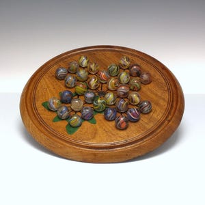 Antique Solitaire Board & 19th Century German Glass Marbles c1870