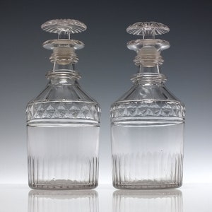 Pair 19th Century Glass Spirit Decanters c1830