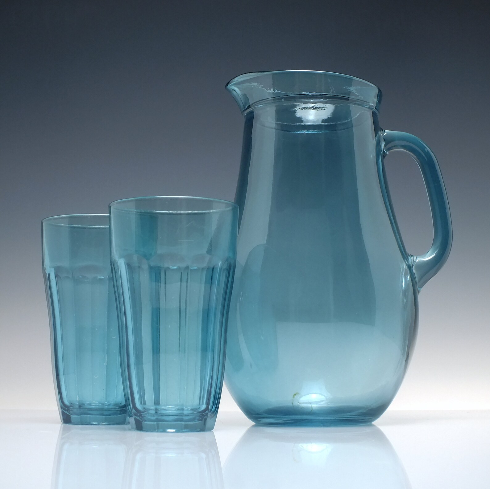 Vintage Blue Lemonade Glass Set Jug and Six Tumblers c1970 Etsy