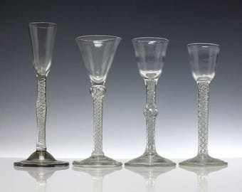 ビクトリア朝のミックスツイストとエアツイストのワイングラス