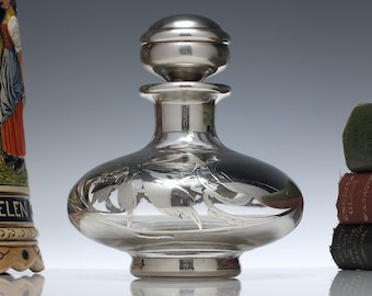 Silver Art Nouveau Glass Perfume Bottle c1900