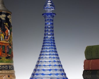 French Baccarat Antique Blue Glass Spirit Decanter c1900-20