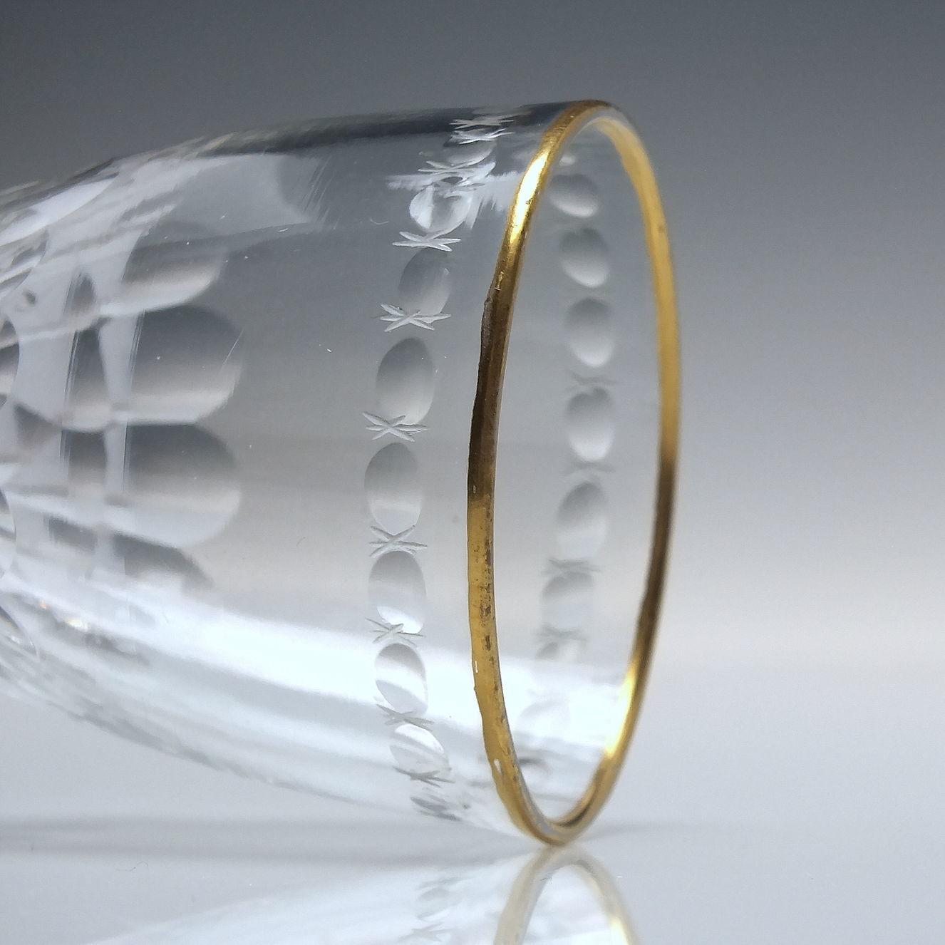 18世紀イギリス製、ファセットカットの金縁ワイングラス（1780年頃