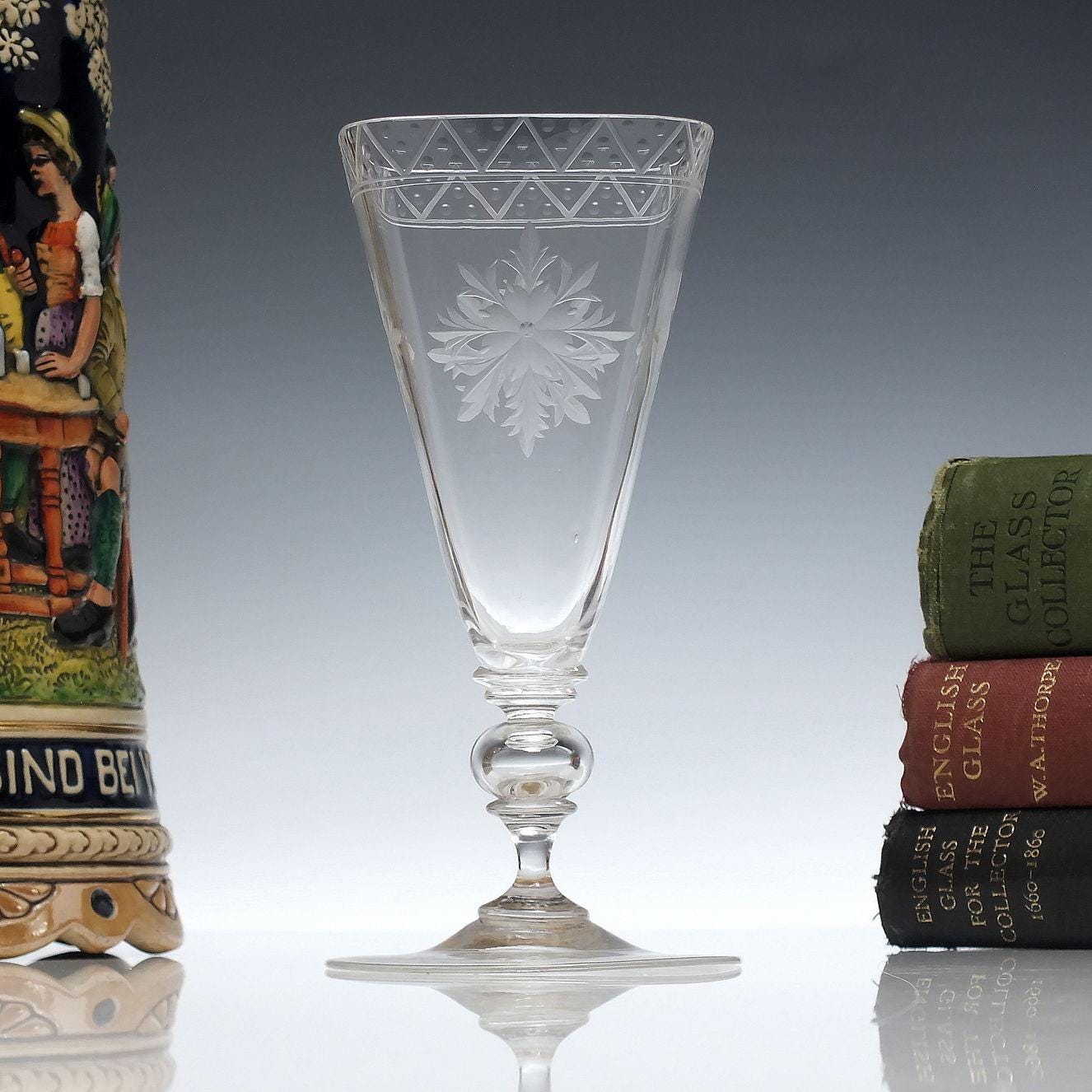 Rare Antique Victorian Vienna World Fair Engraved Wine Glass C1873