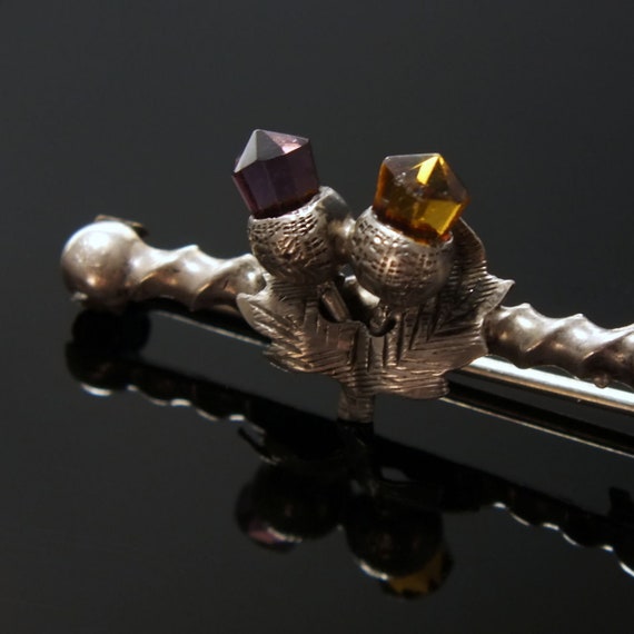 Scottish Victorian Solid Silver Celtic Thistle Br… - image 3