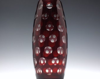 Vintage Bohemian Ruby Glass Vase c1950