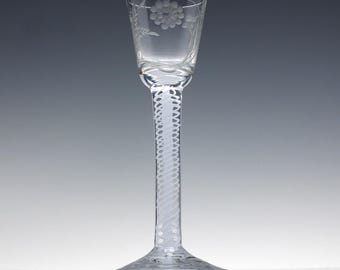 18th Century Engraved Opaque Twist Cordial Glass C1760 - Etsy Israel