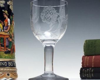 Rare Antique Victorian Vienna World Fair Engraved Wine Glass C1873