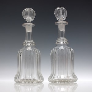 Pair Large 19th Century Glass Wine Decanters c1840