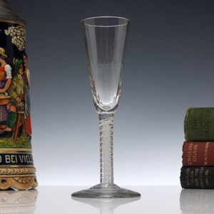 Georgian Opaque Twist Ale Glass with Ribbed Bowl c1760