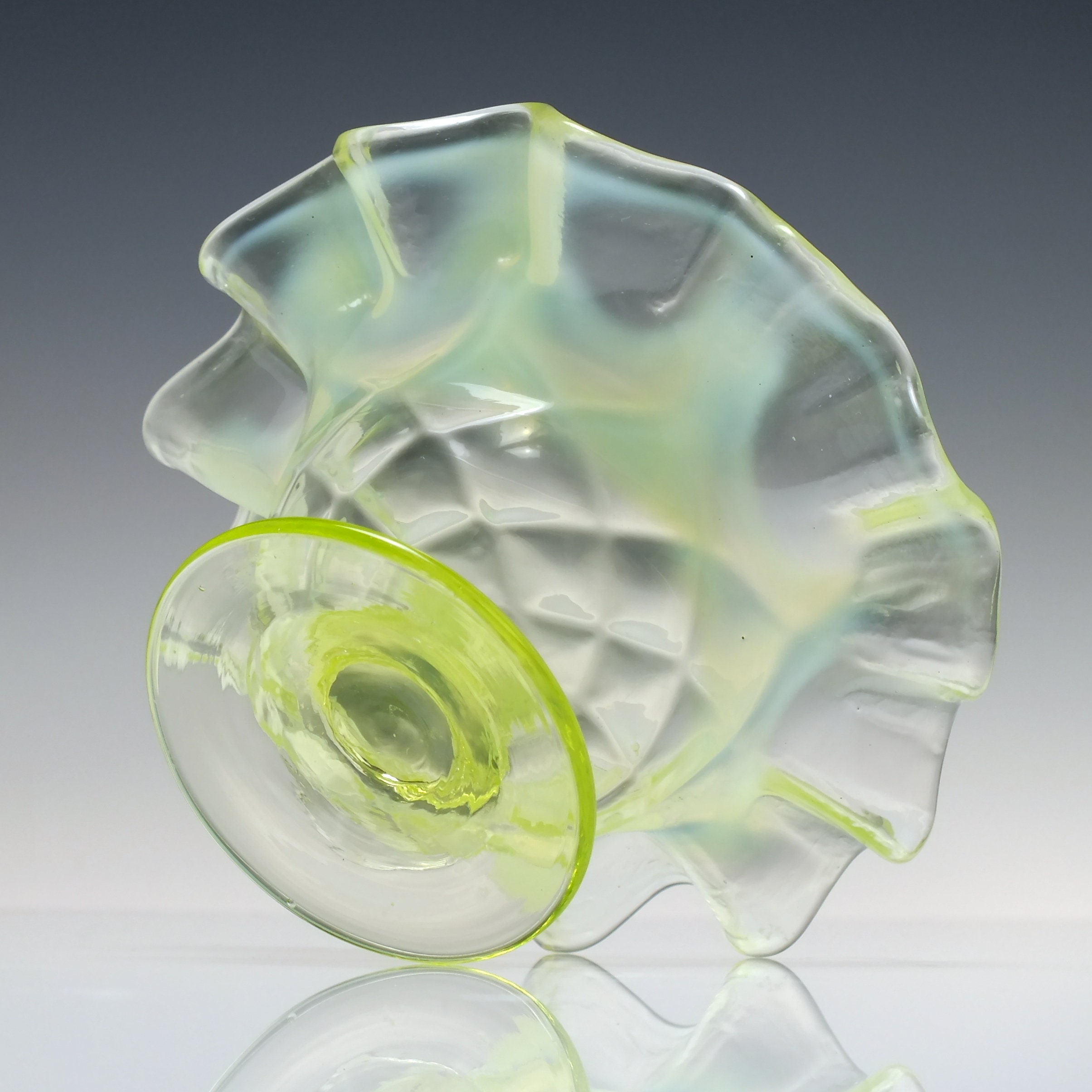 Victorian Vaseline Opalescent Glass Vase c1880 Etsy