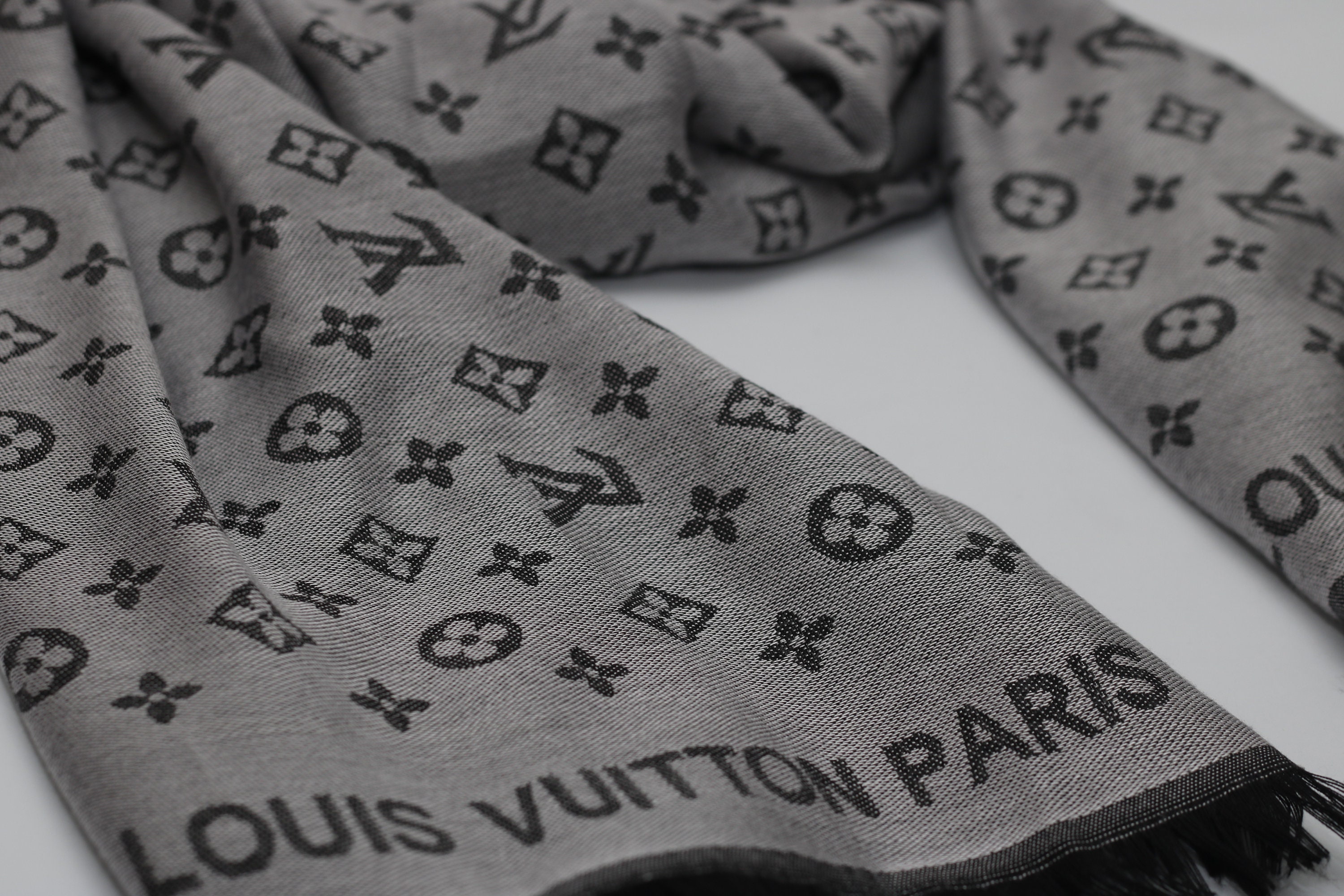 Grey Louis Vuitton Scarf Inspired Reversible LV Scarves Wraps Etsy