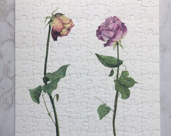 Watercolor Flower Puzzle with Original Artwork | Rose Jigsaw Puzzle | Watercolor Art Puzzle | Nature Art Puzzle | Floral Puzzle