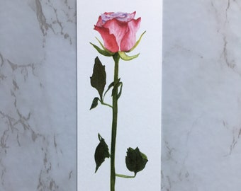 Rosa und Lila Rosen Papier Lesezeichen | Getrocknetes Rosen Lesezeichen | Blumen Lesezeichen | Botanisches Lesezeichen | Geschenke für Leser | Getrocknete Rosen Lesezeichen