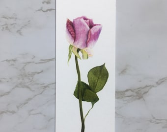 Light Pink Rose Bookmark | Flower Bookmark | Botanical Bookmark | Watercolor Bookmark | Rose Bookmark | Book Lover | Dried Rose Bookmark