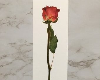 Orange Rose Papier Lesezeichen | Blumen Lesezeichen | Botanisches Lesezeichen | Blumen Lesezeichen | Geschenke für Leser | Buchliebhaber Geschenk