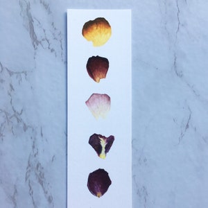Segnalibro di carta petali di rosa essiccati / Segnalibro di rose essiccate / Segnalibro di fiori / Segnalibro botanico / Regali per i lettori / Segnalibro di rose essiccate