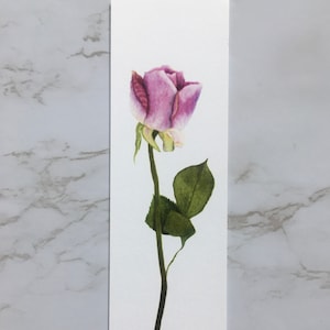 Segnalibro rosa rosa chiaro / Segnalibro fiore / Segnalibro botanico / Segnalibro acquerello / Segnalibro rosa / Amante dei libri / Segnalibro rosa essiccata