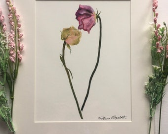 Pink and Yellow Roses Watercolor Art Print | Watercolor Roses Print | Watercolor Print | Watercolor Floral Artwork | Dried Flower Art