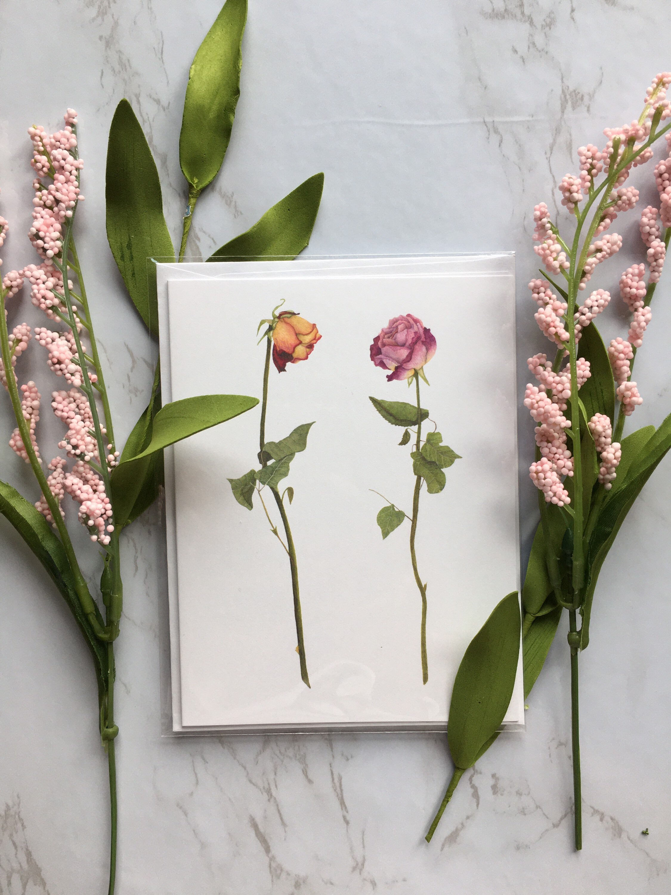 Floral Watercolor Rose Greeting Card | Roses Note Cards | Blank Flower ...