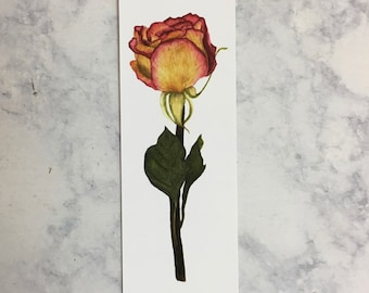 Geblümtes Rose Papier Lesezeichen | Getrocknetes Rosen Lesezeichen | Blumen Lesezeichen | Botanisches Lesezeichen | Geschenke für Leser | Getrocknete Rosen Lesezeichen