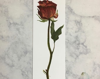 Red Rose Bookmark Dried Rose Bookmark Flower Bookmark - Etsy
