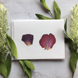 Floral Watercolor Rose Petals Blank Greeting Card |  Roses Note Cards | Blank Flower Cards | Botanical Illustration Card