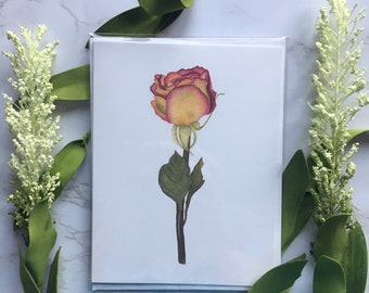 Floral Watercolor Rose Greeting Card | Roses Note Cards | Blank Flower ...