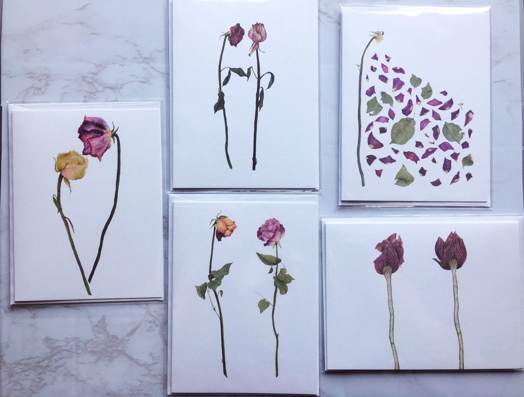 Pink Roses Watercolor Greeting Card Set | Watercolor Floral Notecards ...