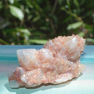 Spirit Quartz in Angel Blush Aura L 2-1/4&quot; W 1-3/8&quot; H up to 1&quot;