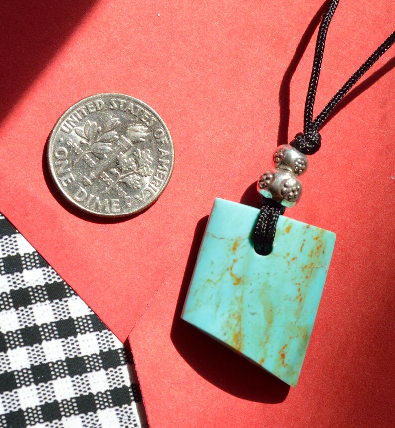Turquoise Stone Handmade Pendant, Kingman Turquoise Adjustable Necklace
