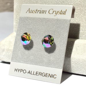 Multi Color Stud Earrings: 8mm Crystals, Hypoallergenic, Color Crystal Paradise Shine