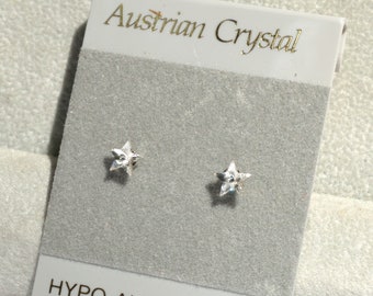 Star Sparkle Crystal Stud Hypoallergenic Earrings, 4mm Star Stud Earrings, Crystal Clear Color