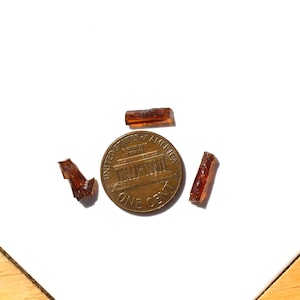 Zincites. Root Beer Color Smelter Zincite Crystals L 10-11mm  3 pieces Silesia Poland