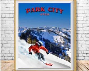 Park City Ski Poster: Vintage Utah Mountain Travel Art (#st1v-vp0762)