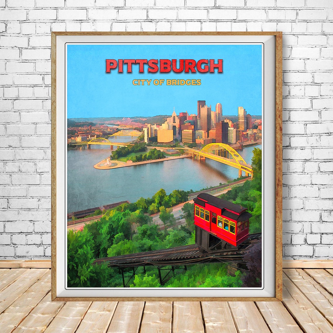 Pittsburgh Poster Pittsburgh Print Pittsburgh Bridges Etsy