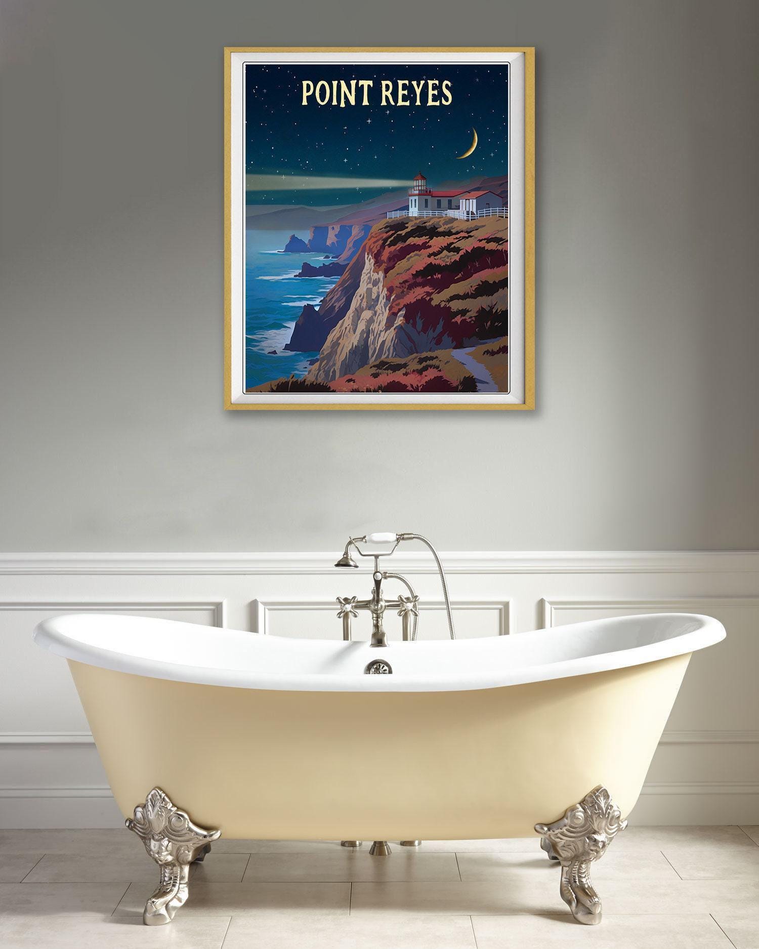 Point Reyes Poster Point Reyes Poster, Lighthouse Print, California Coast Print, Night ...