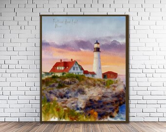 Maine Portland Head Lighthouse | Coastal Wall Art Travel Poster Print, New England Decor (#st1v-vp1946)