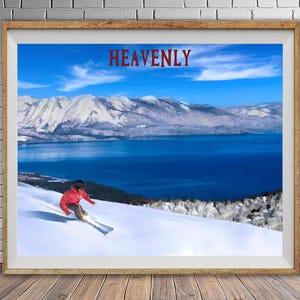 Heavenly Ski Area Poster, Lake Tahoe Ski Resort Print, California Print, Ski Poster, Skiing Decor Wall Art, Nevada ski bundle-h #vp1193