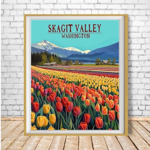 Skagit Valley Tulips Poster, Washington State, Seattle Print, Skagit Tulips Art, Flower Field, Tulip Farm, Travel Poster (#st1v-vp0719)