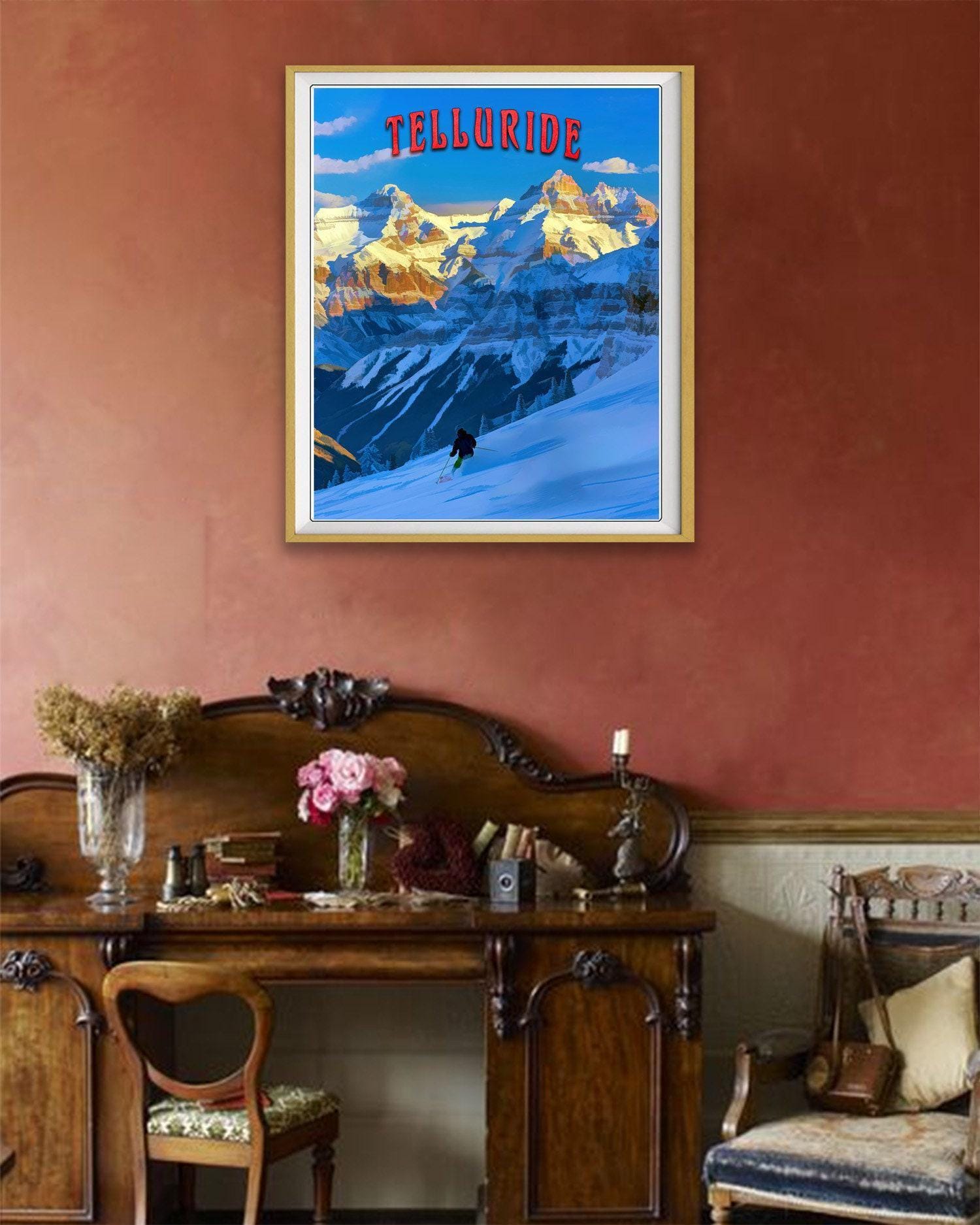 Telluride Poster, Telluride Print, Colorado Print, Skiing Poster ...