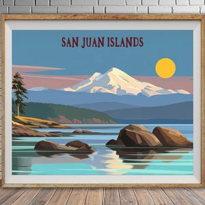 San Juan Islands Print, Mount Baker Poster, Washington State Poster, Scenic Seascape, Seattle Decor, Pacific Northwest Wall bundle-h #vp1111