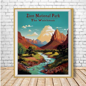 Zion Poster, National Park Poster, Utah Poster, Zion National Park Print, Desert Art, The Watchman bundle-v #vp451