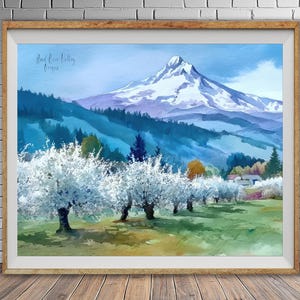 Hood River Valley Print, Mount Hood Poster, Oregon Poster, Portland Art Mt Hood Print Pacific Northwest Decor Travel Poster bundle-h #vp1417