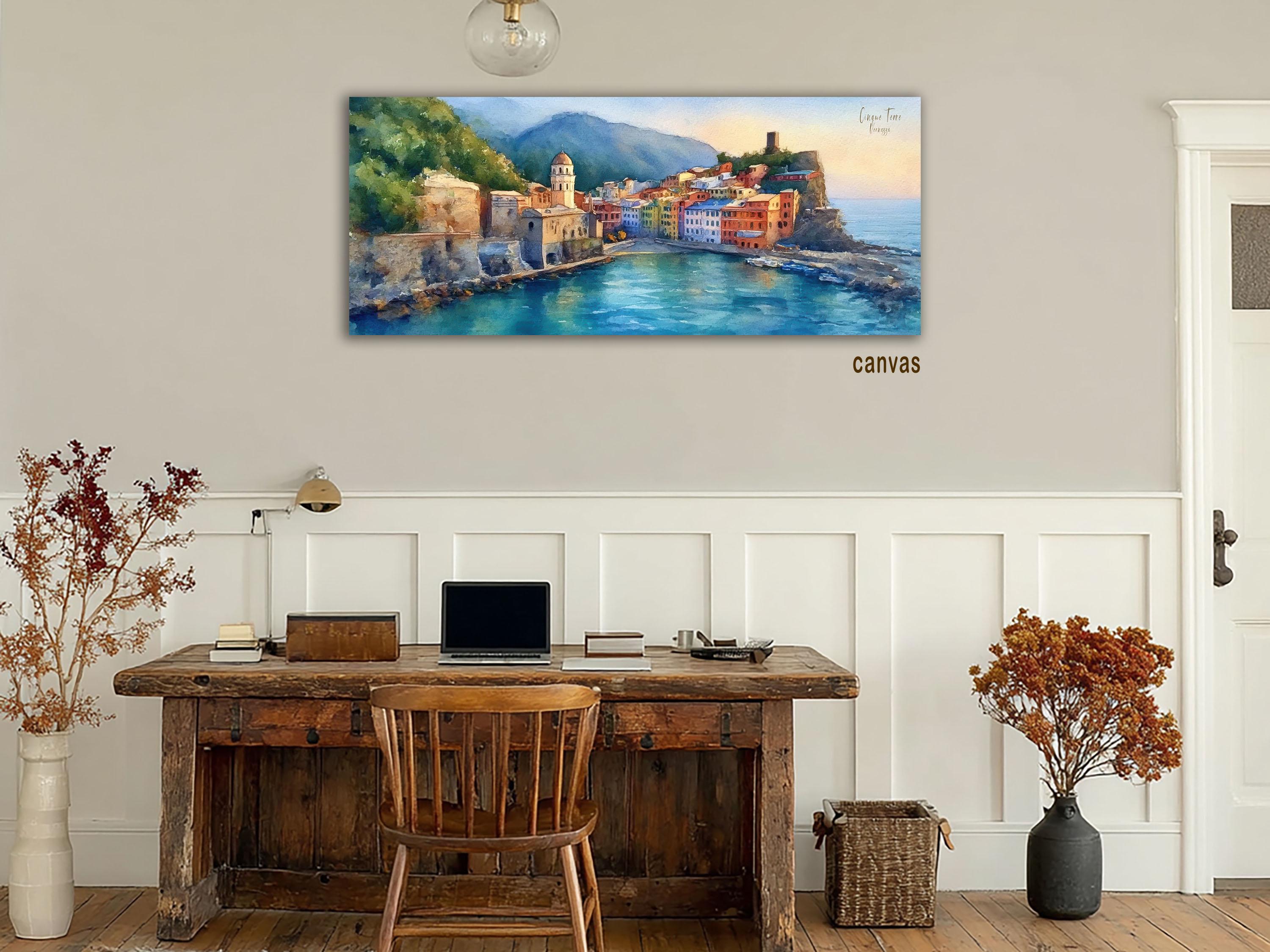 Vernazza Cinque Terre Panoramic Wall Art, Colorful Italy Travel Poster ...